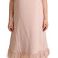Pink Polyester Sleeveless Midi Feather Shift Dress