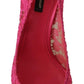 Crystal-Embellished Lace Heels in Pink