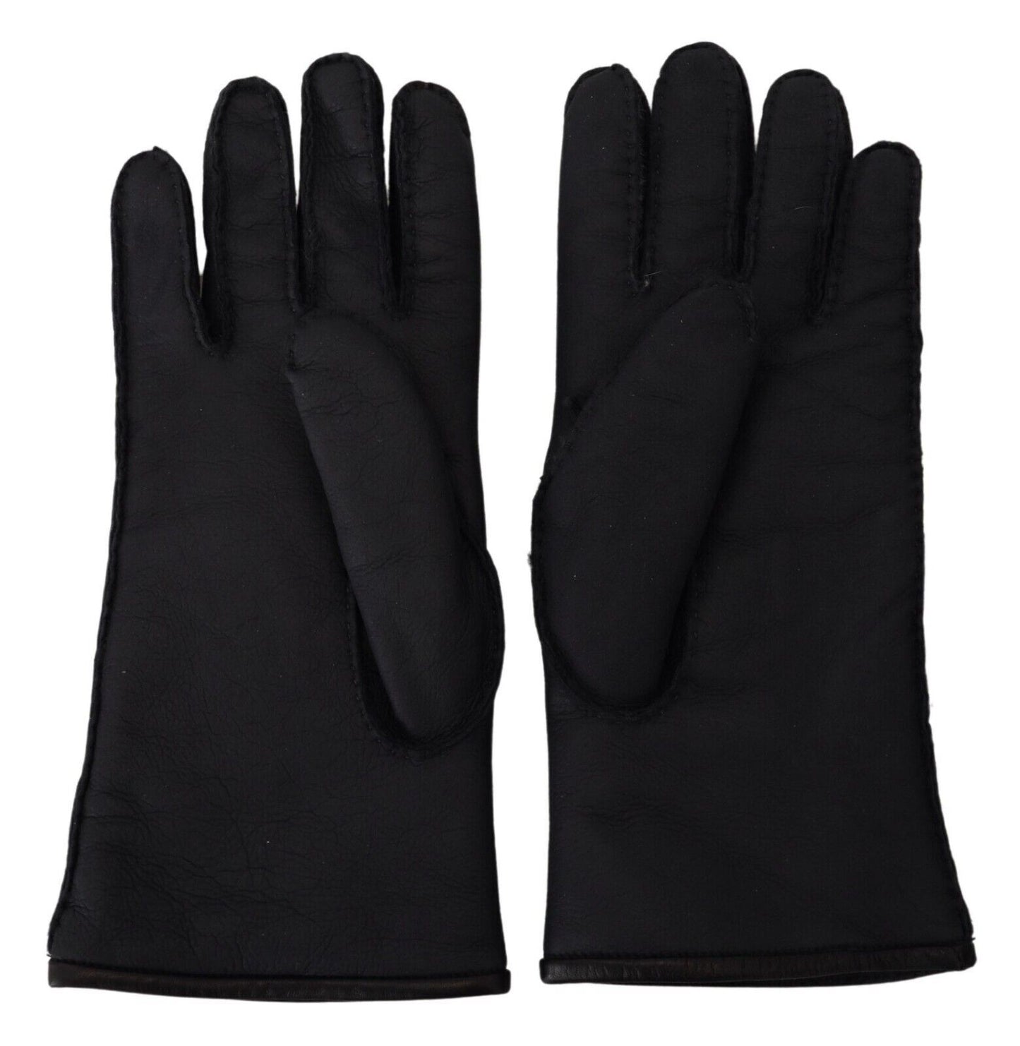 Elegant Black Leather Winter Gloves