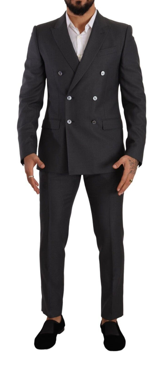 Martini Gray Wool Silk Men's Slim Suit