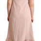 Pink Polyester Sleeveless Midi Feather Shift Dress