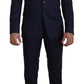 Elegant Black Wool-Silk Slim Fit Suit