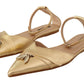 Elegant Gold Leather Flat Sandals Boots
