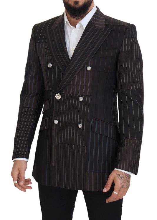 Multicolor Wool Silk Blend Slim Fit Blazer