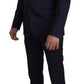 Elegant Black Wool-Silk Slim Fit Suit