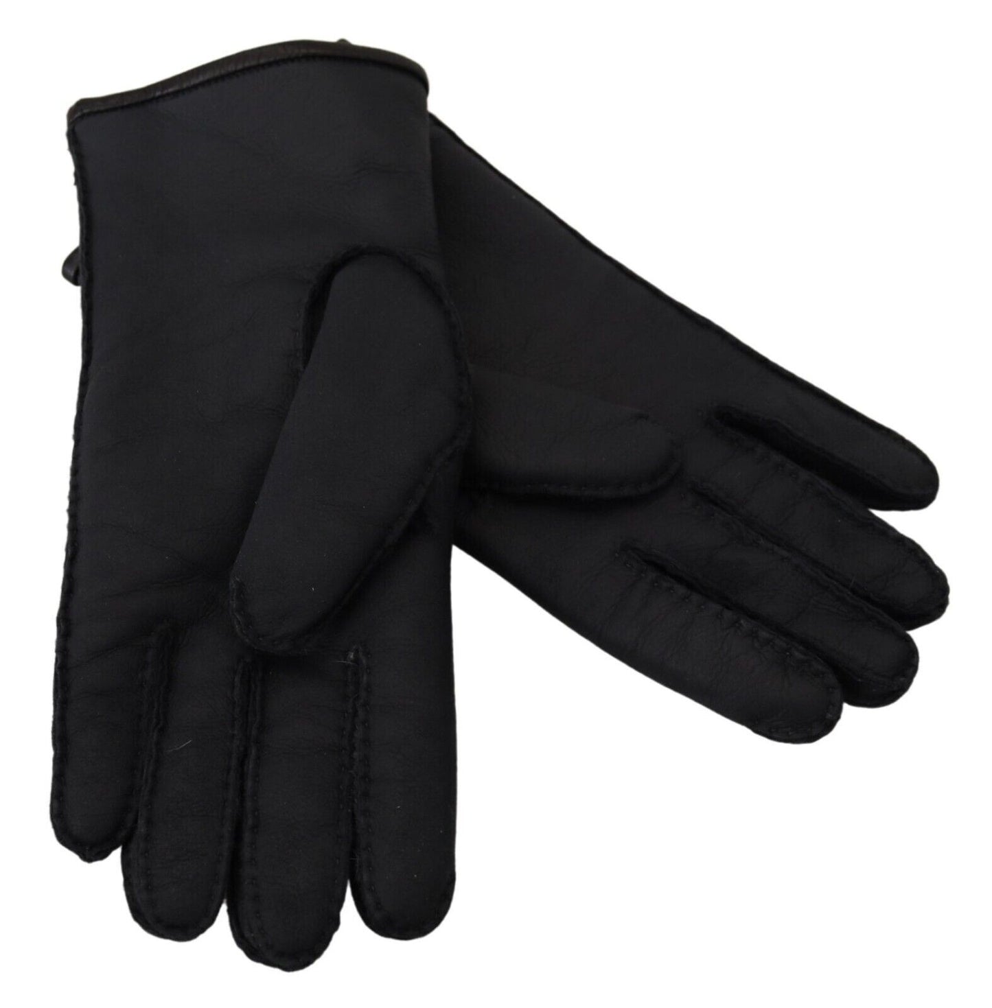 Elegant Black Leather Winter Gloves