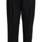 Black Mid Waist Trouser Straight Cropped Pants