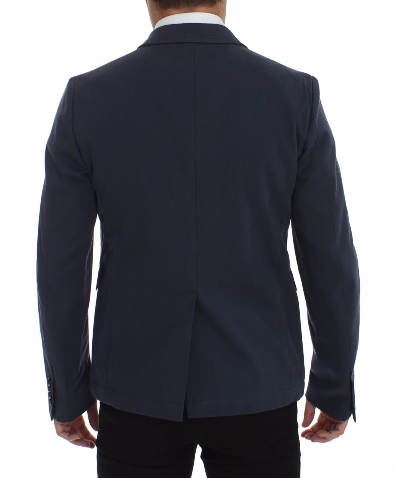 Elegant Blue Cotton Stretch Blazer Jacket