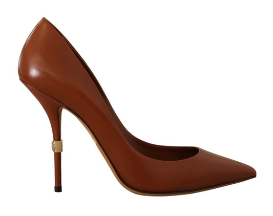 Elegant Leather Pumps in Rich Brown Hue