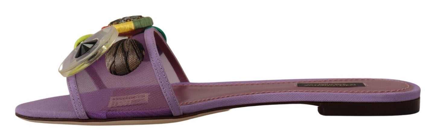 Elegant Purple Mesh Slide Flats