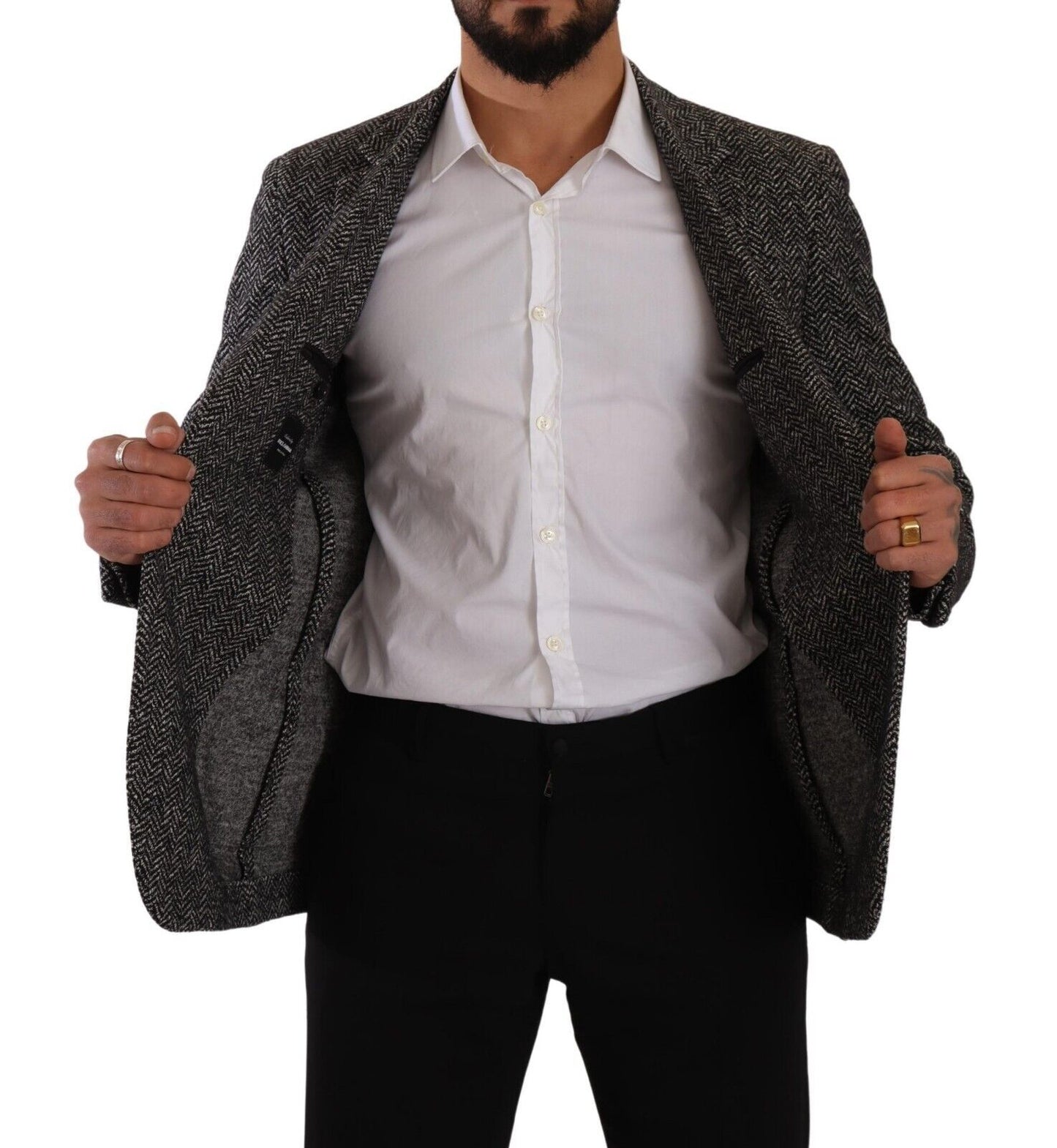 Elegant Slim Fit Gray Wool Blazer