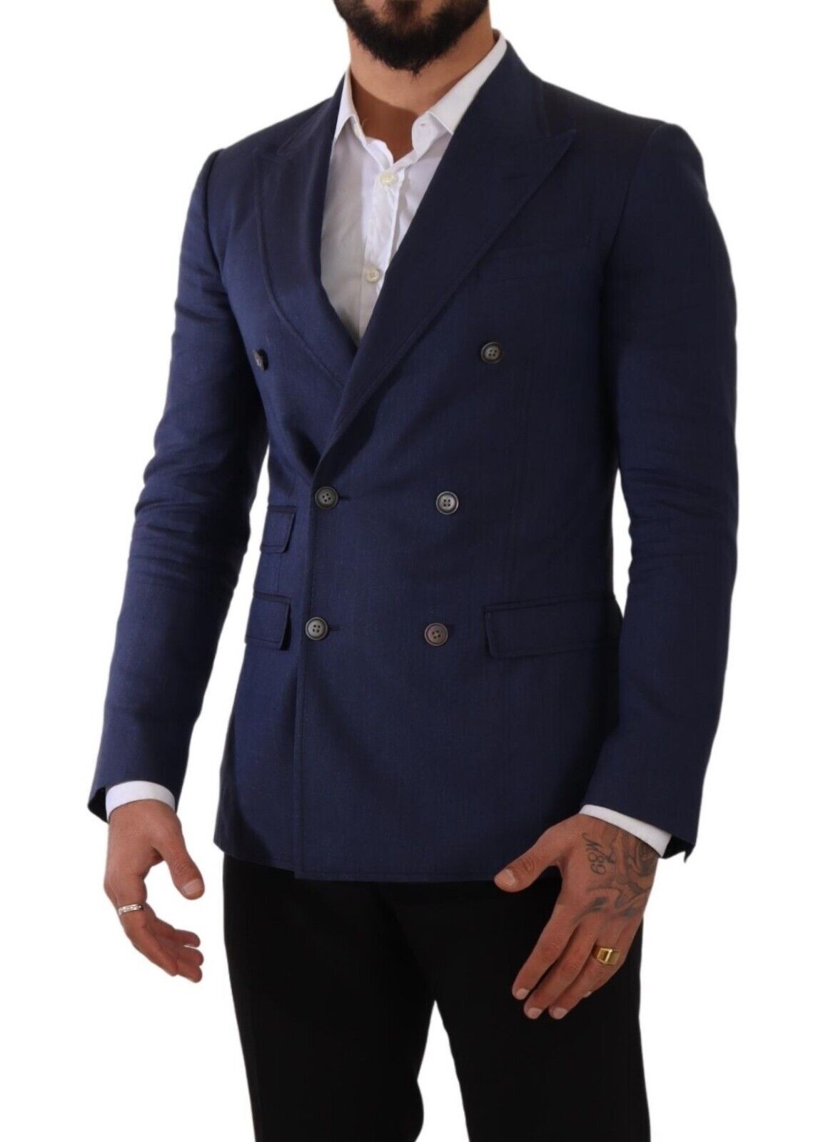 Elegant Slim Fit Silk Blend Blazer in Blue