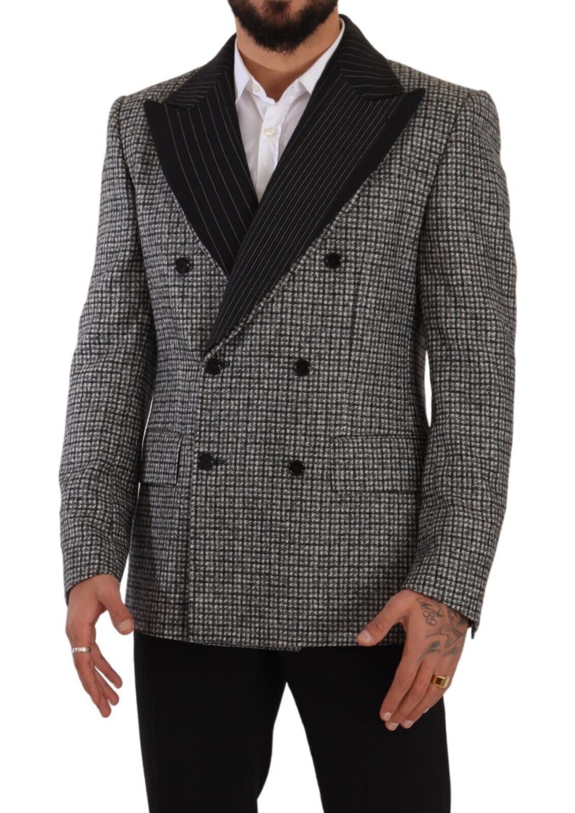 Gray Wool Double Breasted Jacket Coat Blazer