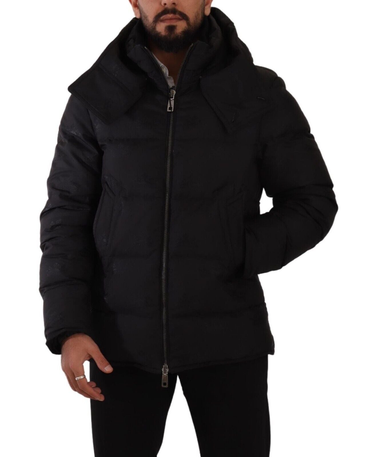 Elegant Black Parka Hooded Jacket