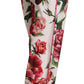 White Floral Print Mid Waist Wide Leg Pants