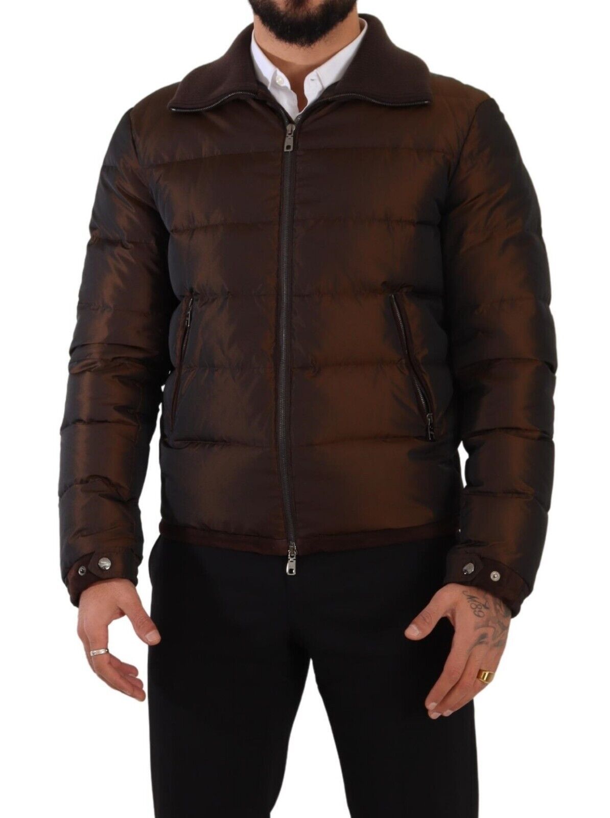 Elegant Brown Quilted Puffer Jacket