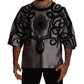 Silk Crew Neck Tee with Sacred Heart Embroidery
