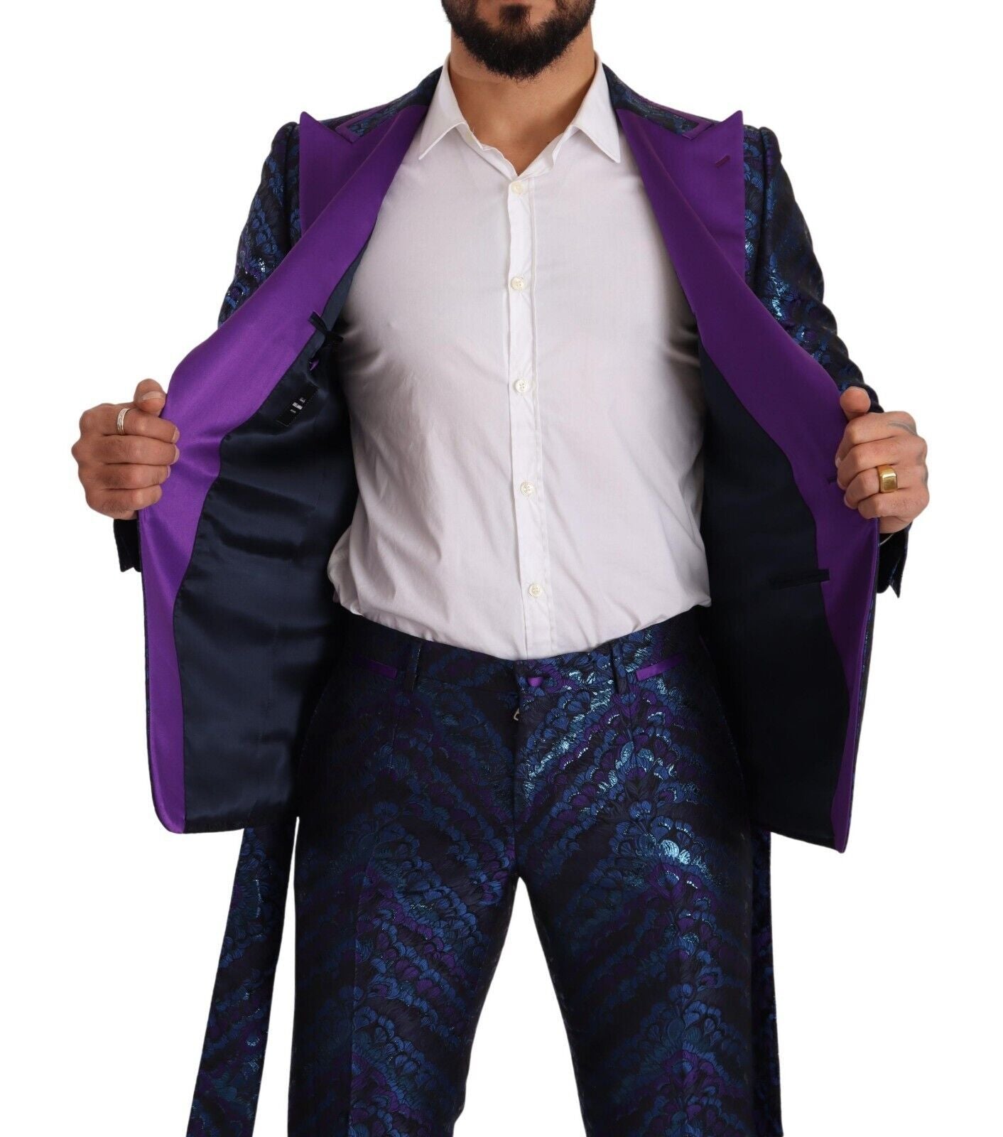 Metallic Blue Slim Fit Designer Suit