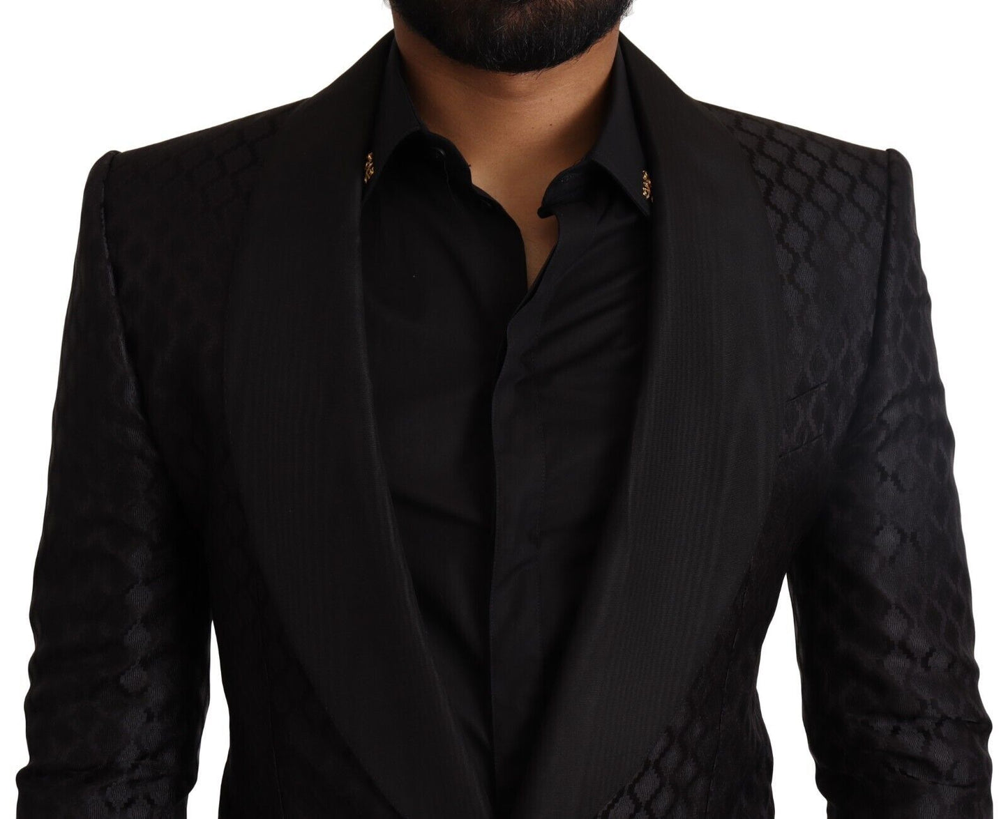 Elegant Black Silk Two-Piece Suit