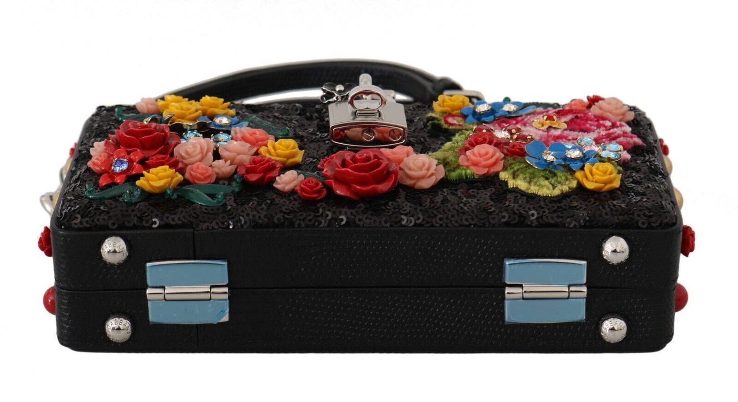 Chic Floral Embellished Leather Box Bag