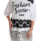 White Fashion Sinner Cotton Lace T-shirt Top