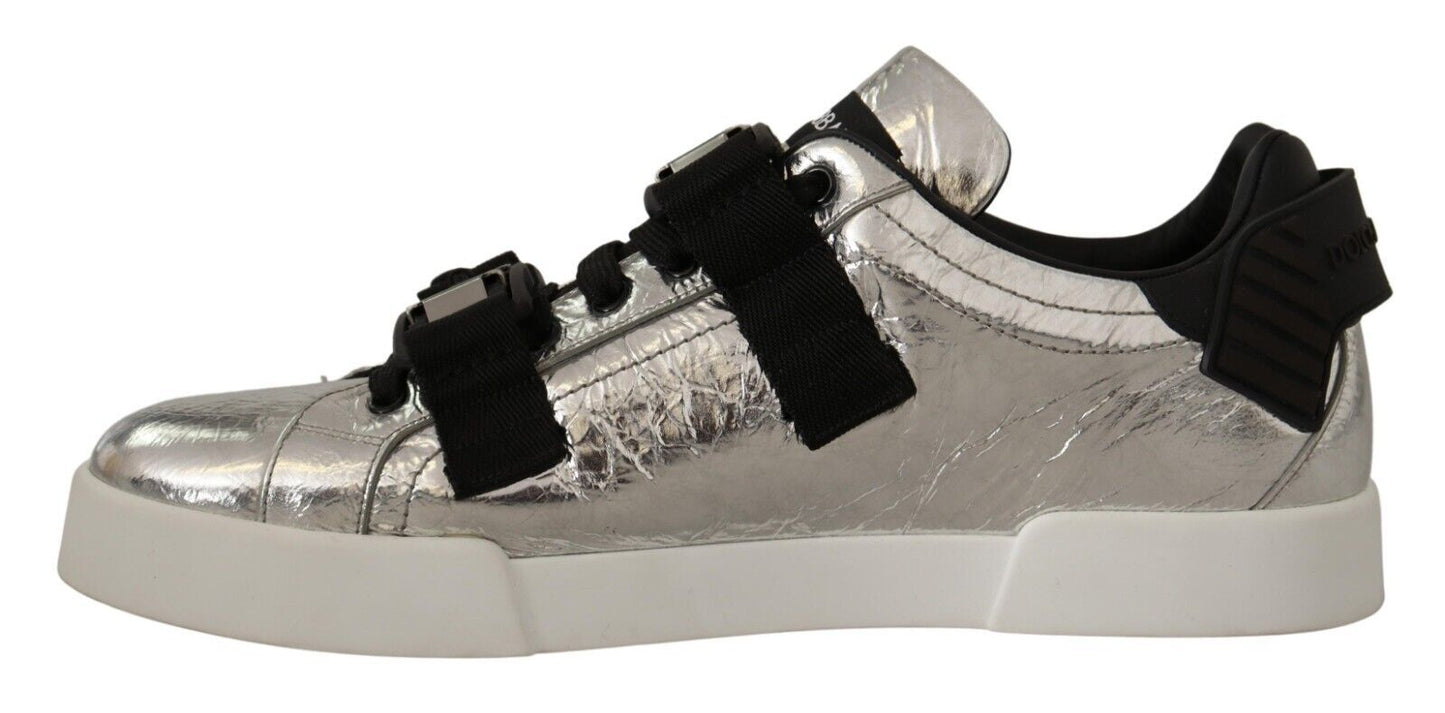 Elegant Black Silver Low Top Sneakers