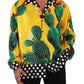 Multicolor Silk Oversize Cactus Print Shirt
