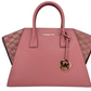 Avril Large Rose Signature Leather Top Zip Satchel Crossbody Bag