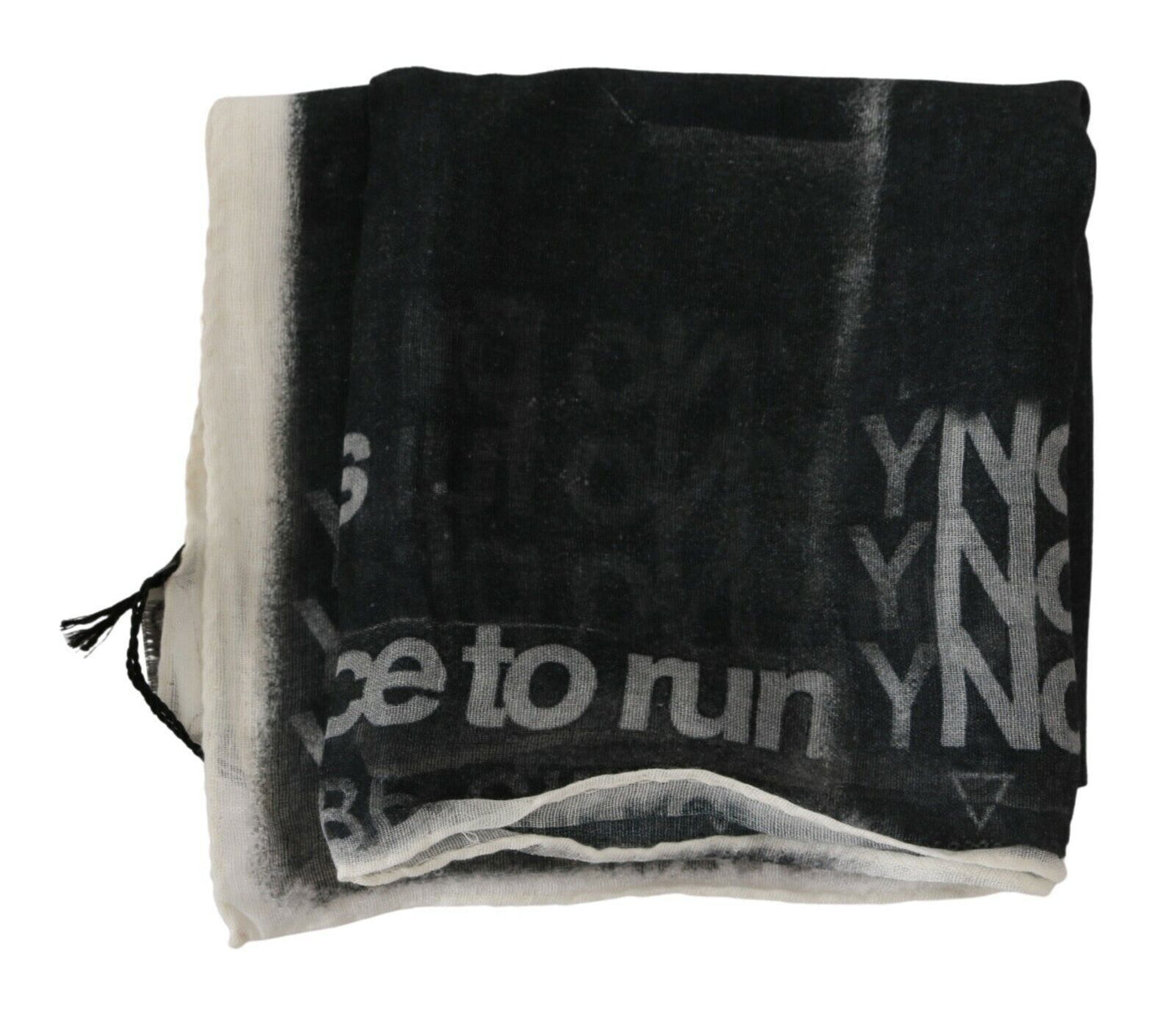 Dark Gray Wool Foulard Branded Scarf