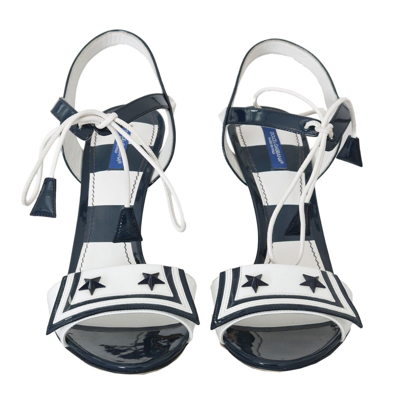 Striped Elegance Leather Heel Sandals