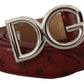 Bordeaux Leather Silver Logo Metal Buckle