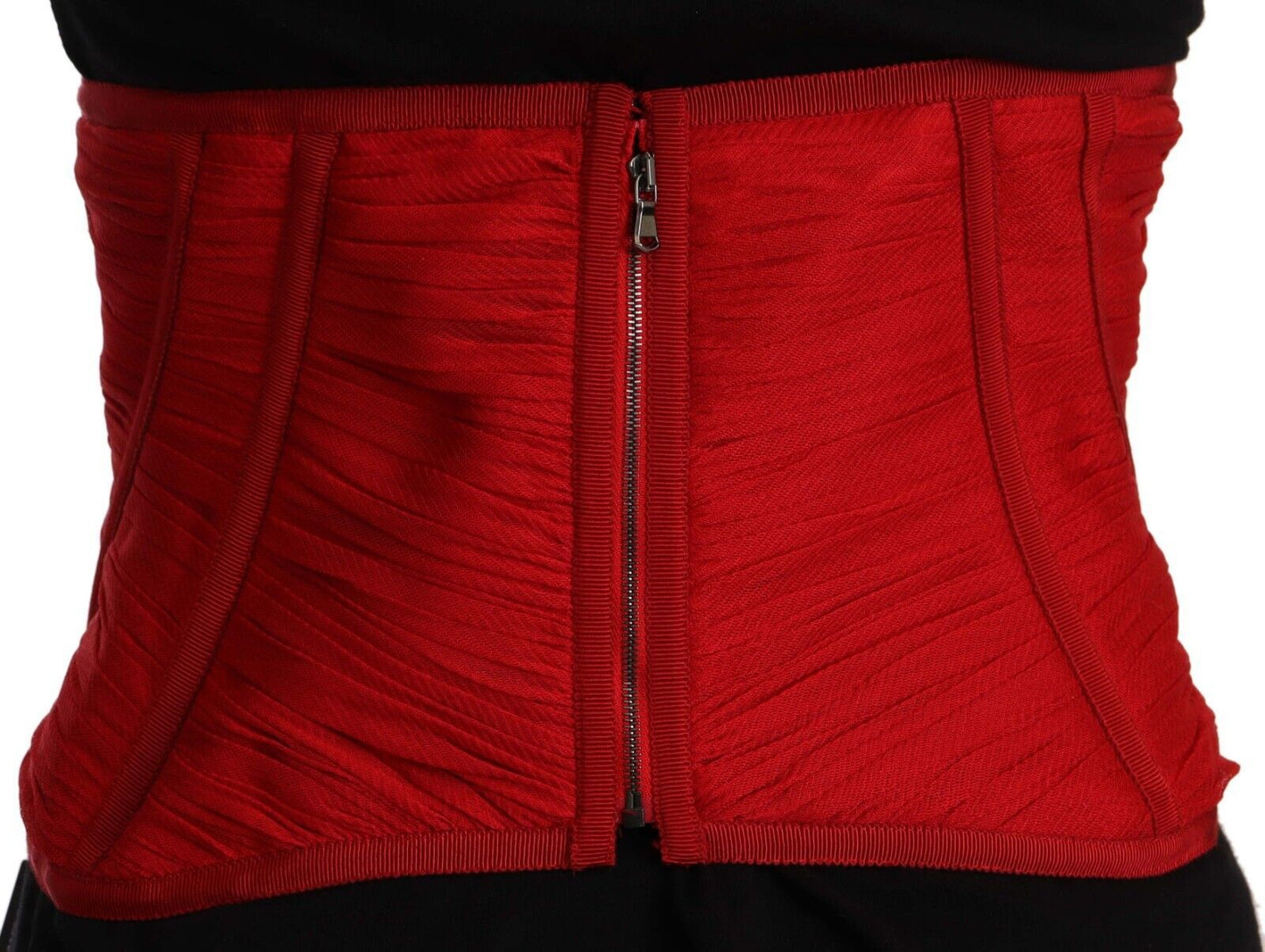 Red Corset Belt Stretch Waist Strap Silk Top