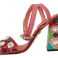 Elegant Pink Crystal Ankle Strap Heels