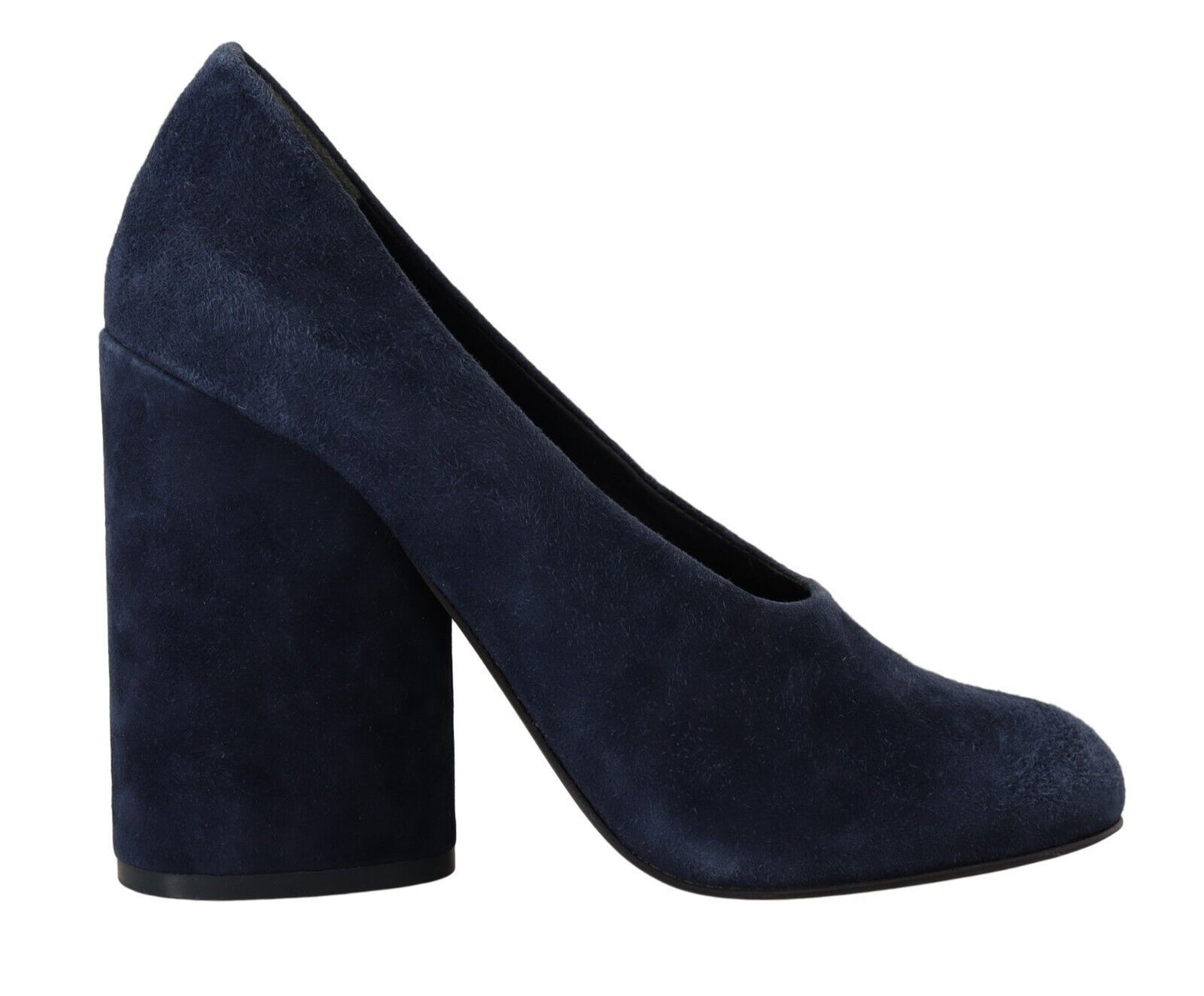 Elegant Navy Blue Suede Heels