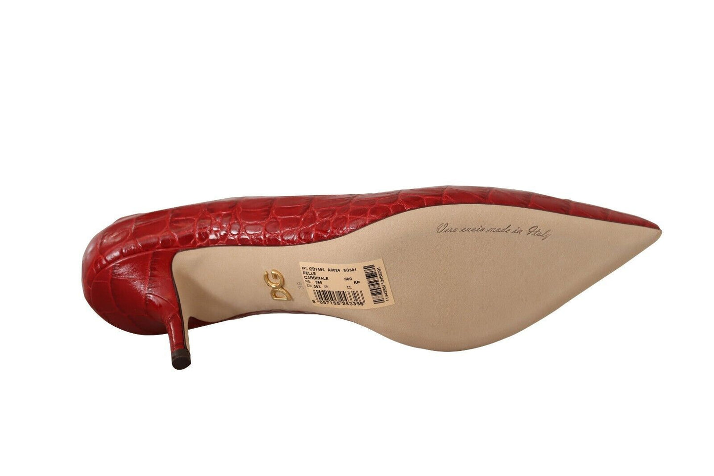 Elegant Red Leather Mid-Heel Pumps