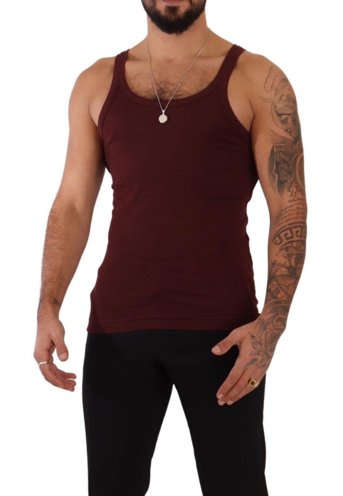 Maroon Cotton Blend Tank Top