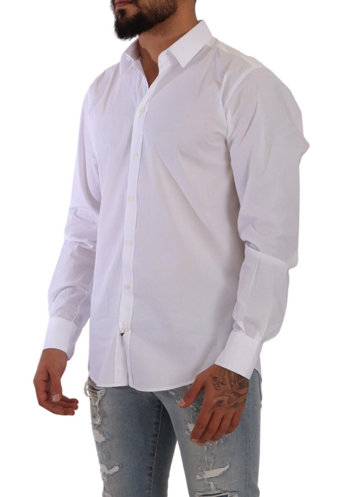 Elegant White Slim Fit Martini Dress Shirt