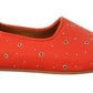 Elegant Orange Leather Flat Shoes