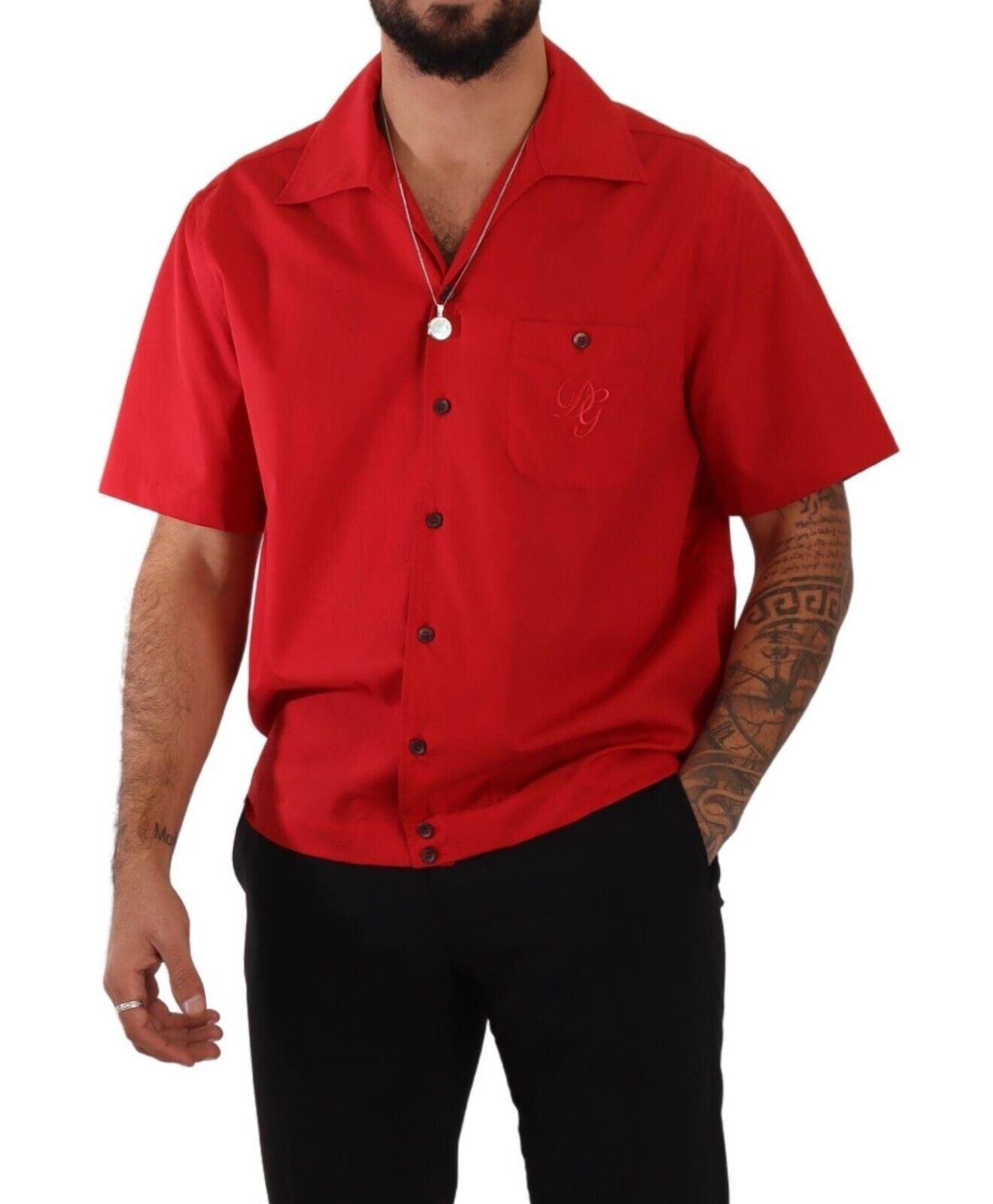 Radiant Red Cotton Button-Down Shirt