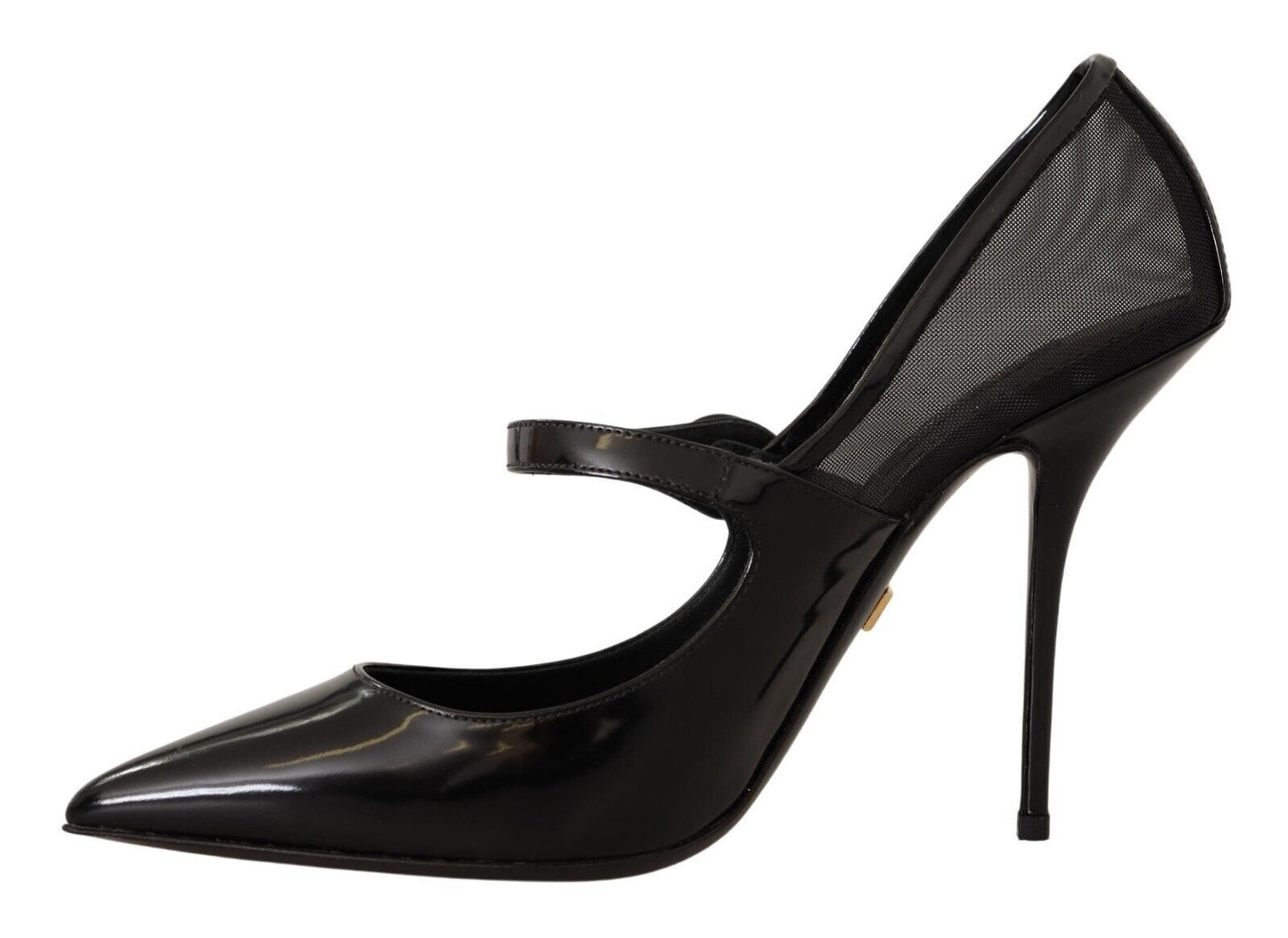 Elegant Black Leather Crystal Pumps