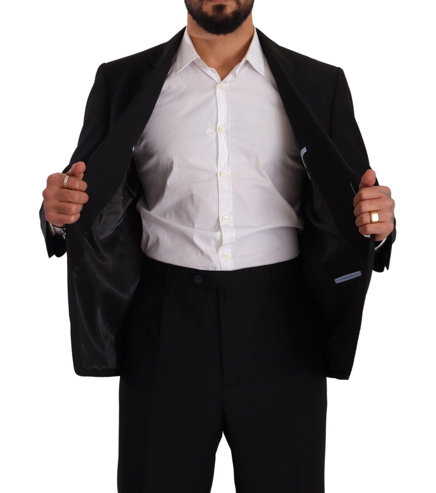 Elegant Black Two-Piece Suit with Deconstructed Blazer