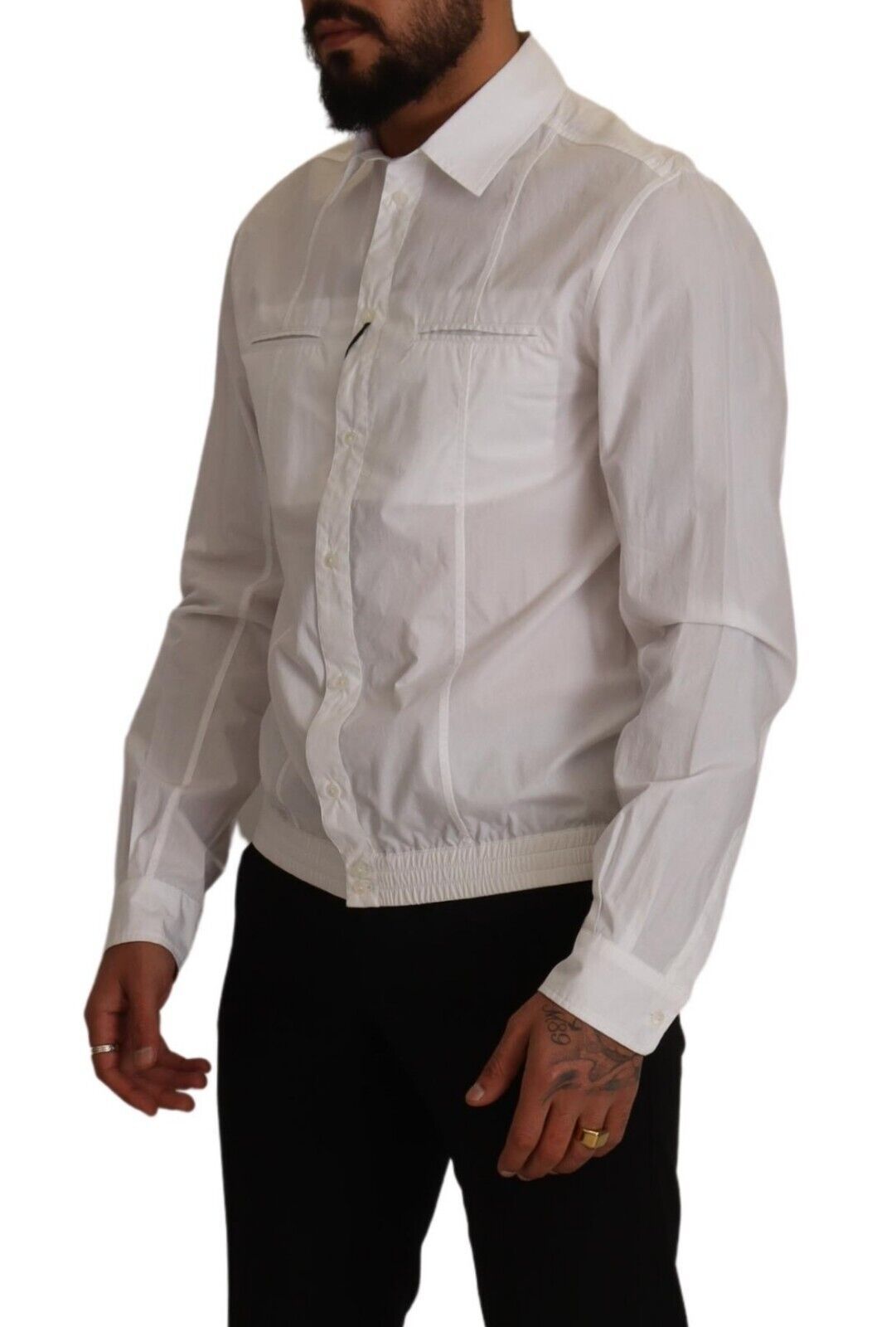 White Cotton Button Down Men Collared Shirt