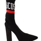 Chic Suede Ankle Boots with Logo Socks Accent