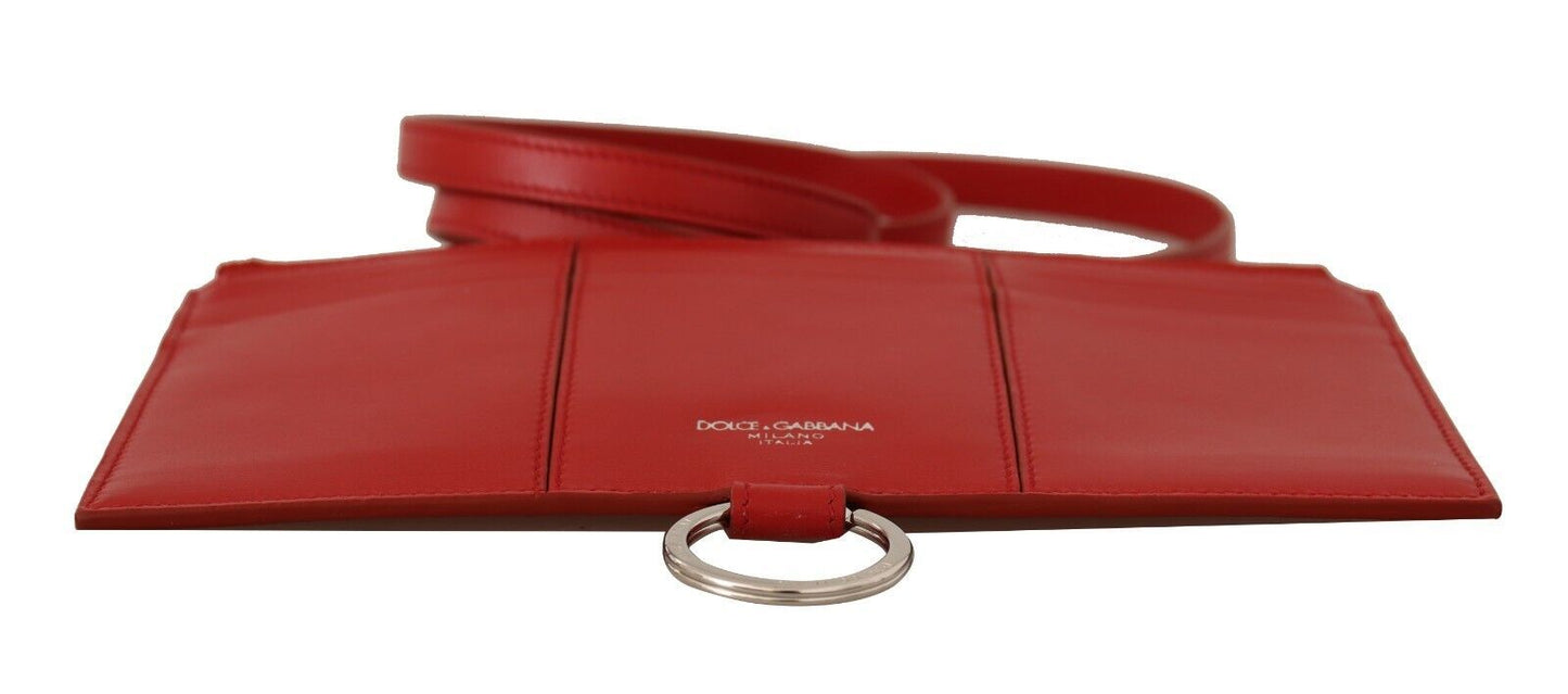 Elegant Red Leather Sling Wallet