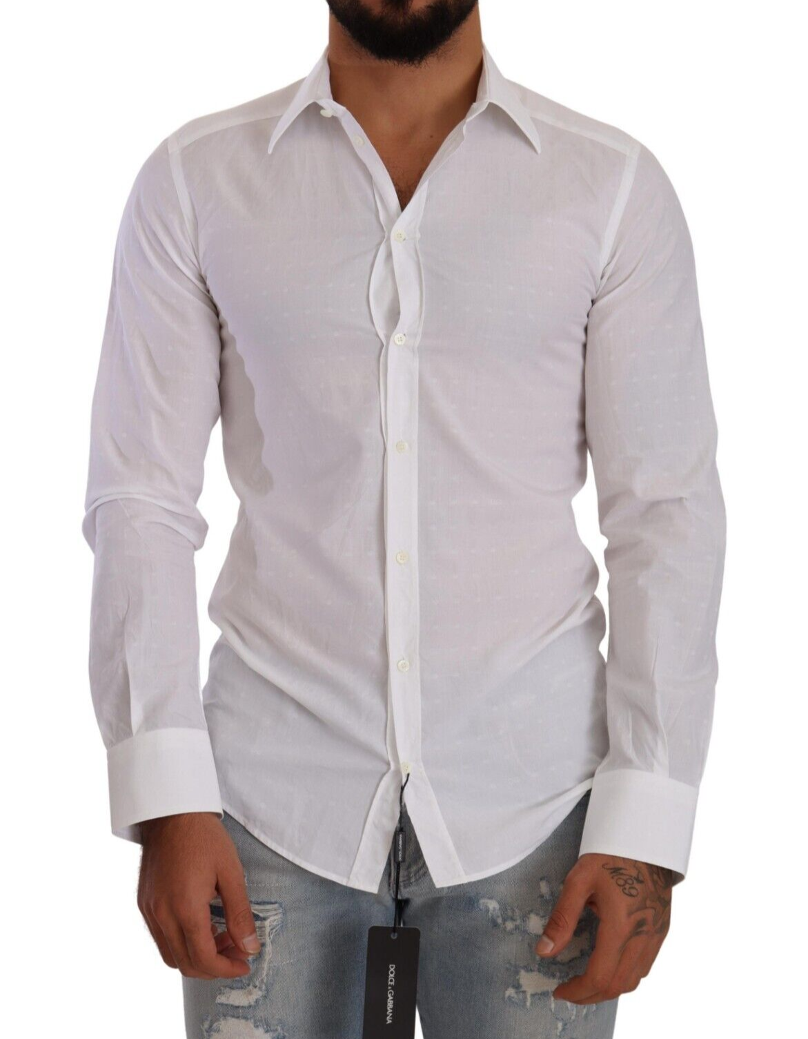 Elegant White Cotton Poplin Dress Shirt