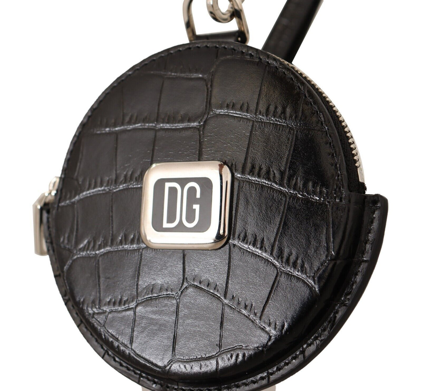 Elegant Black Leather Coin Purse with Strap