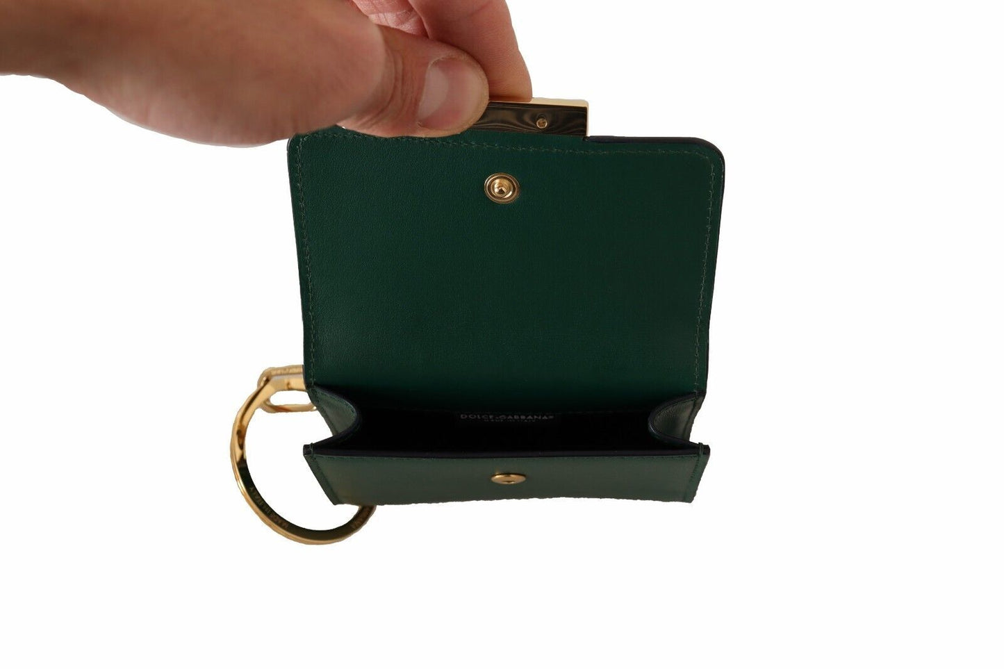 Chic Green Leather Coin Purse with Chain Strap