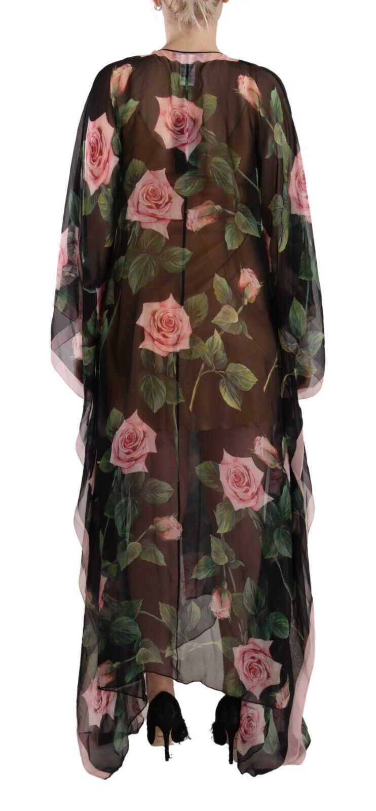 Elegant Floral Kaftan Silk Dress