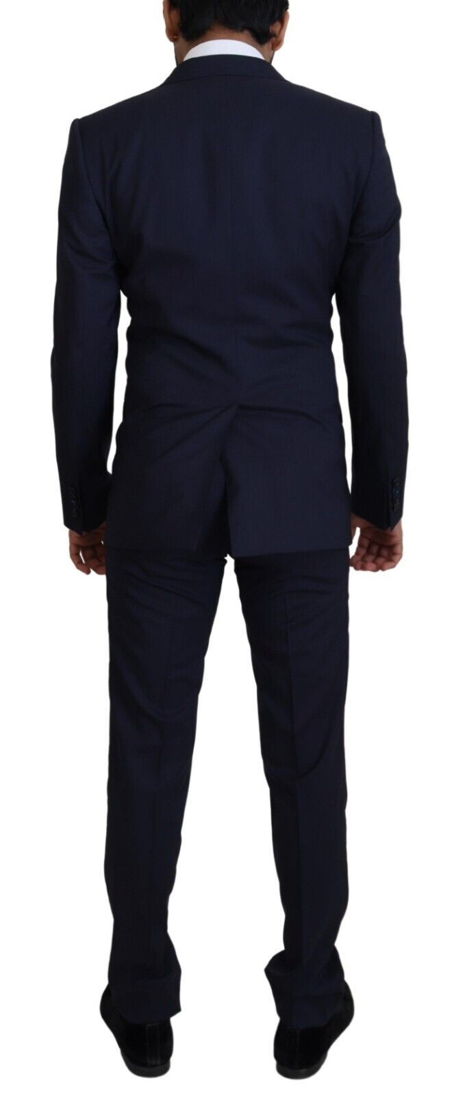 Elegant Black Wool-Silk Slim Fit Suit