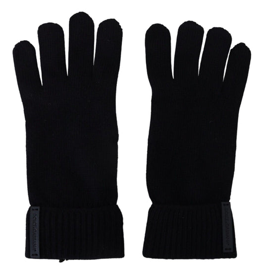 Elegant Black Virgin Wool Gloves